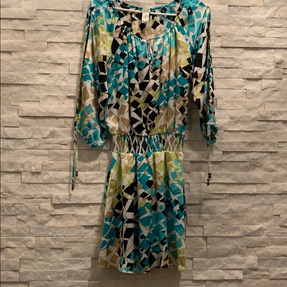 Caché Blue multi-colored dress.